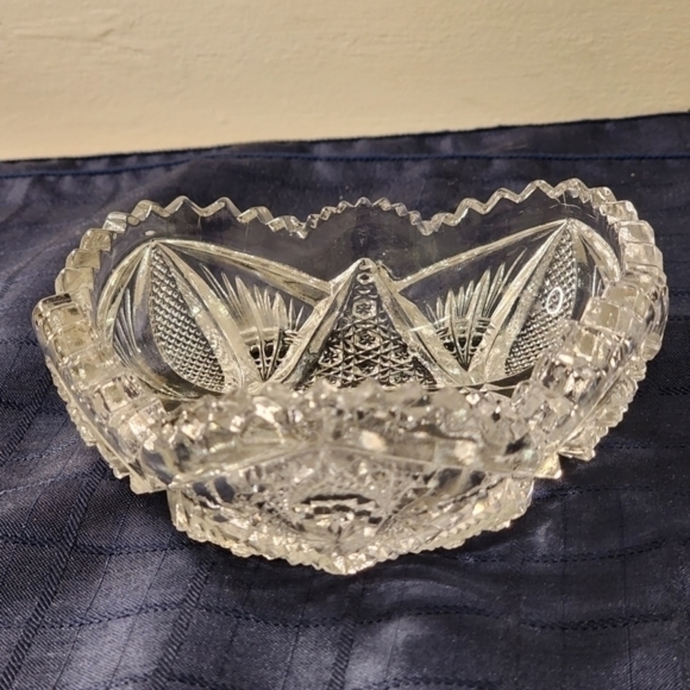 Beautiful Heart Shaped Cut Glass Dish